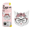 Автомобилен ароматизатор във формата на котка с флорален дизайн и очила