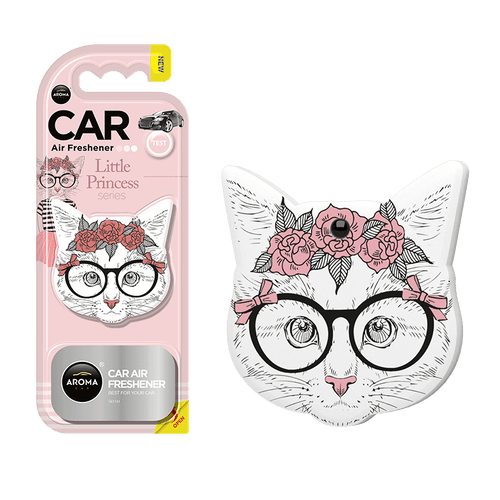Автомобилен ароматизатор във формата на котка с флорален дизайн и очила