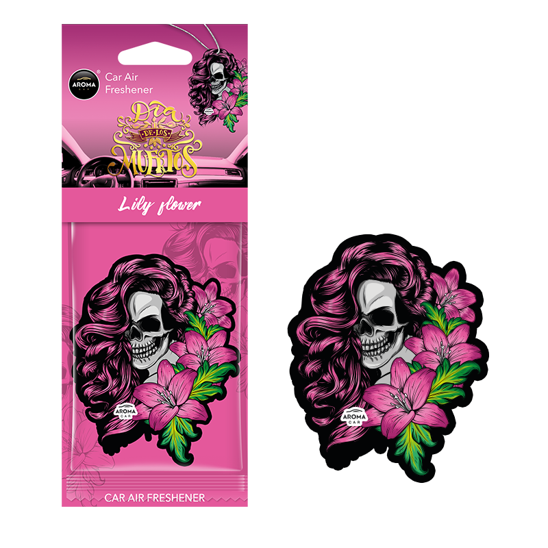 Опаковка и автомобилен ароматизатор с дизайн на череп и цветя